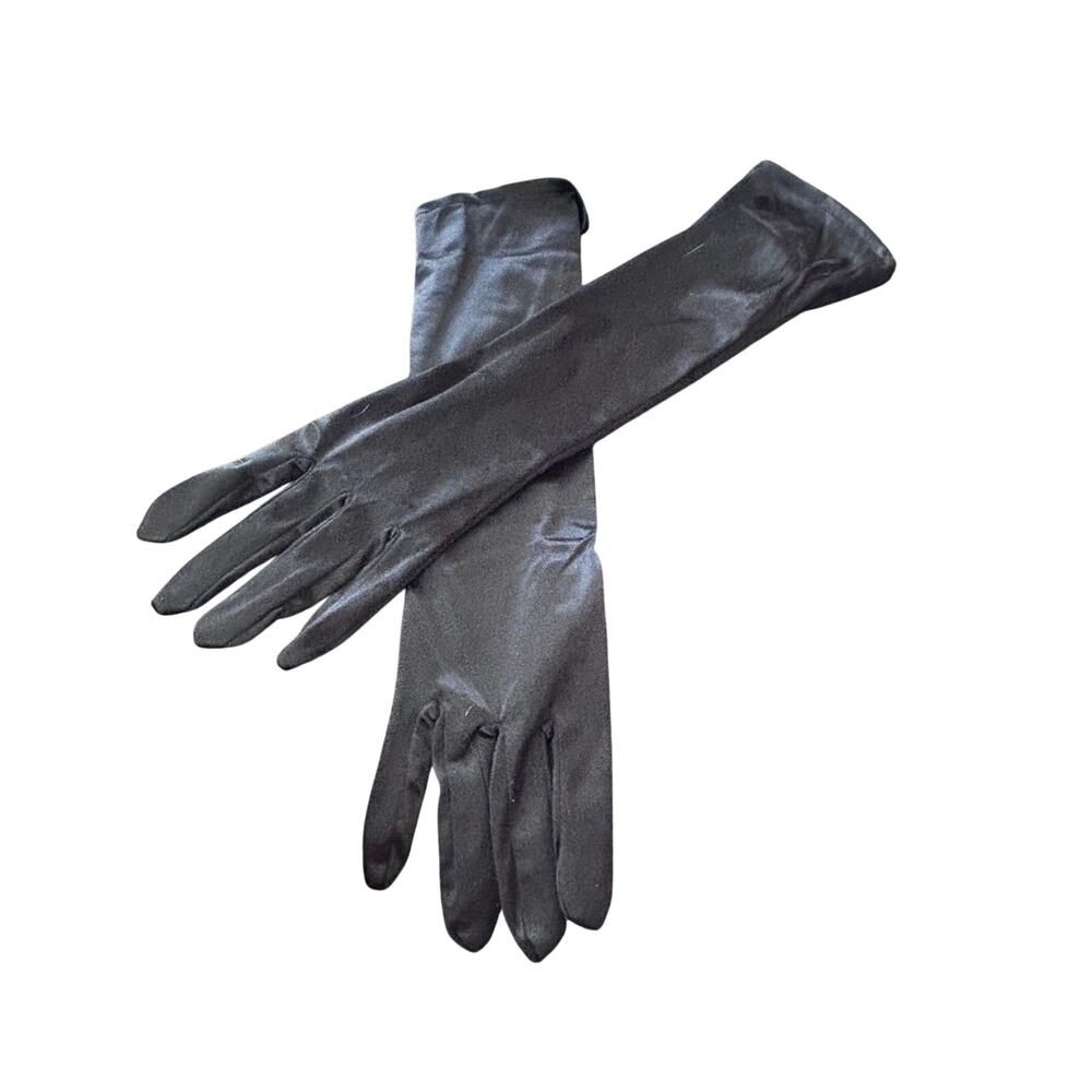 Black Satin Long Gloves Goth Whimseygoth Costume Cosplay Witchy